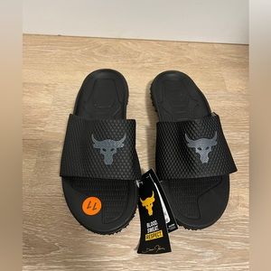 Under Armour Project Rock Slides  Men's Black Size 11 Authentic